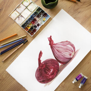 Onion-watercolor painting (3)